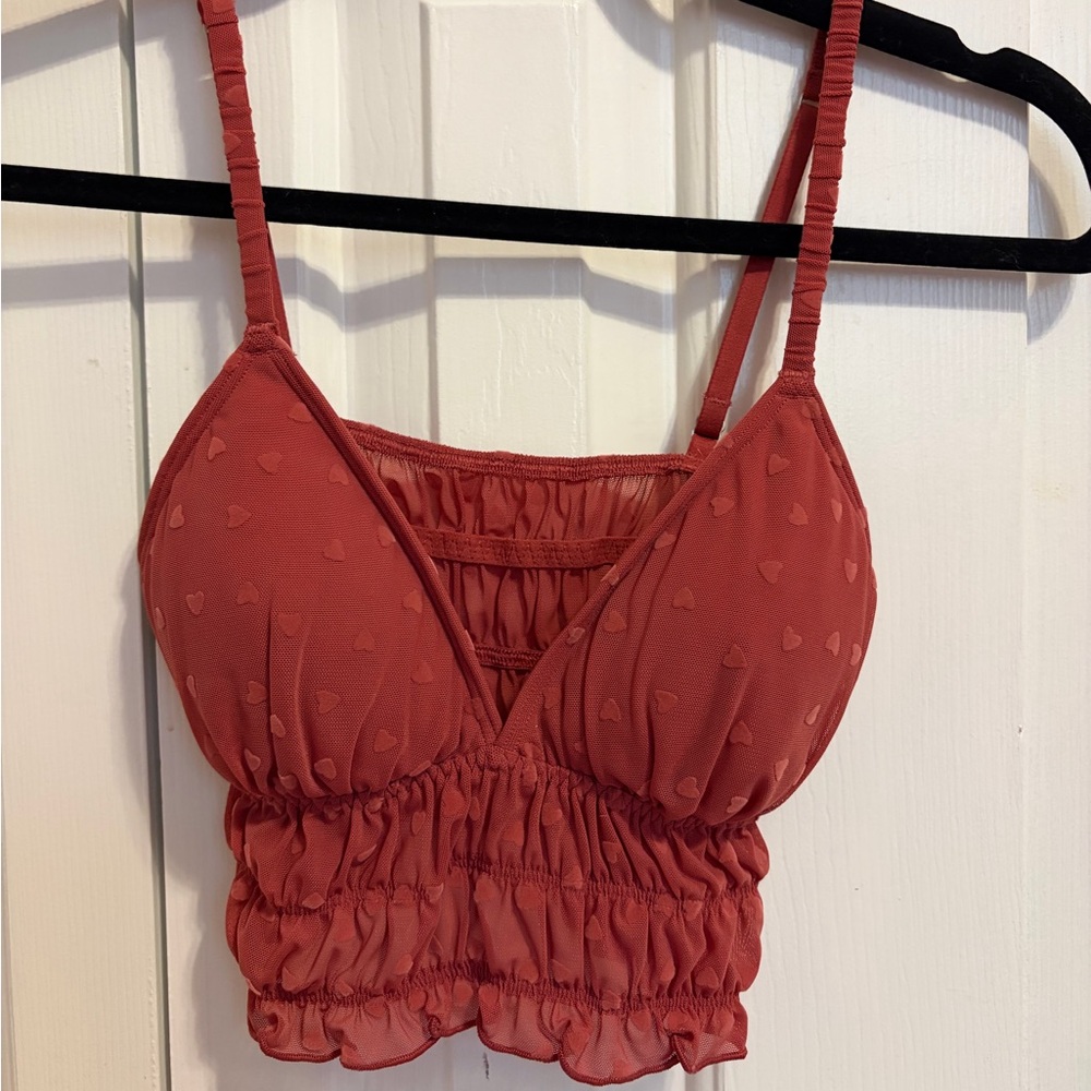Hollister Rust Red Heart-Accent Cropped Cami